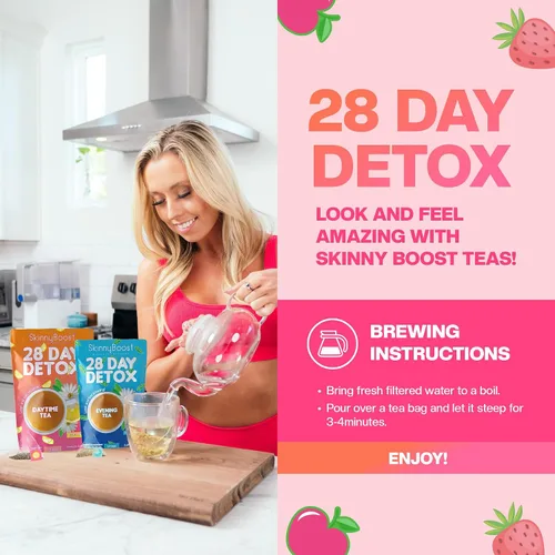 Miniatura 5 de Skinny Boost - Té de noche (paquete de 2) 28 bolsas de té en total, apoya la desintoxicación y la limpieza, reduce la hinchazón, todo natural, vegano