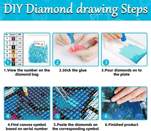 Miniatura 6 de PSCH Kits de arte de diamantes para adultos, kits de pintura de diamantes de dibujos animados para adultos, arte de diamantes de taladro completo
