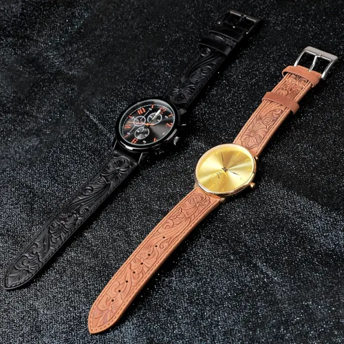 Miniatura 2 de Correa de reloj clásica con patrón retro de liberación rápida, 0.787 pulgadas y 0.866 pulgadas, para Samsung Galaxy Watch 6