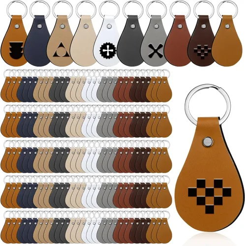 Miniatura 7 de Nosiny 100 llaveros de cuero en blanco a granel de 10 colores para grabado láser, kit de llavero de piel sintética para bricolaje (bonito color)