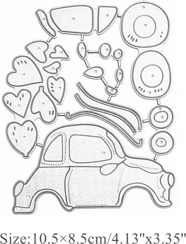 Miniatura 2 de Marco de metal para automóvil y corazones, troqueles de corte de boda, plantillas cortadas para álbumes de recortes, fotos, papel decorativo