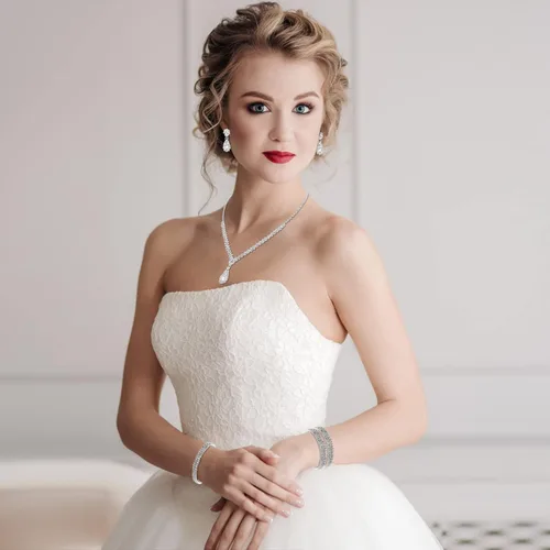 Miniatura 3 de Yolev Bridal Wedding Jewelry Set for Wedding Simple Teardrop Dangle Crystal Prom Women's Bridesmaid Jewelry Set for Wedding Party