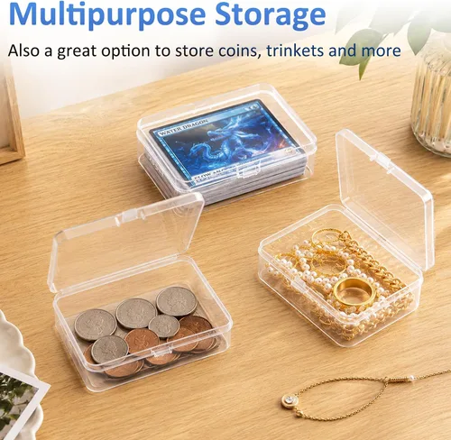 Miniatura 2 de Kitoyz Juego de cartas de plástico transparente, caja de almacenamiento de tarjetas de acrílico compatible con fundas coleccionables para tarjetas