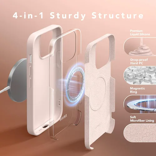 Miniatura 208 de GONEZ Funda de silicona para iPhone 15 Pro Max, compatible con Magsafe, protector de cámara + protector de pantalla, forro de microfibra suave