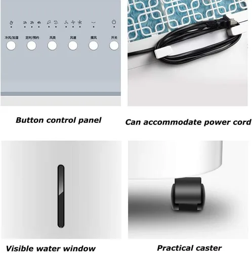 Miniatura 9 de Ventilador de refrigeración por evaporación, con control remoto, enfriador de aire portátil sin aspas, ventilador eléctrico y humidificador