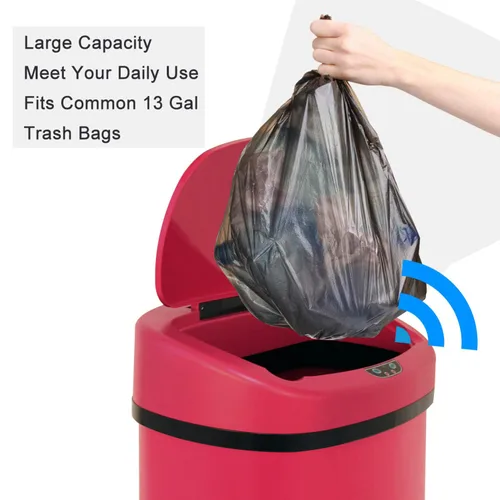 Miniatura 2 de Bote de basura automático de acero inoxidable de 13.2 galones con sistema de control de olores, sensor de movimiento semicircular sin tacto de 50