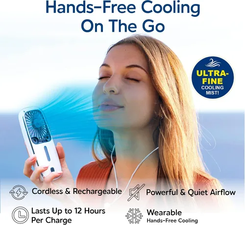 Miniatura 2 de Arctic Air Ventilador portátil pequeño de bolsillo, potente enfriador de aire personal con 3 velocidades ajustables, duración de la batería de 12