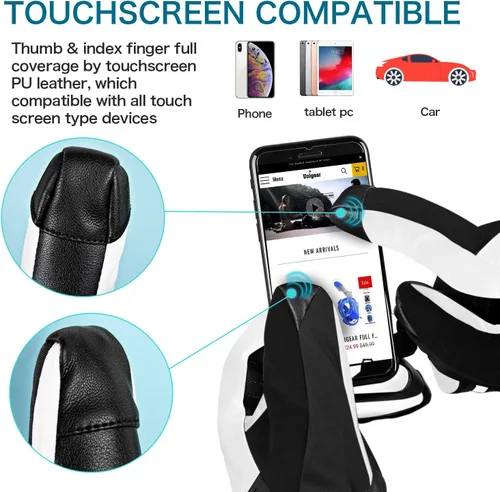 Miniatura 6 de Guantes de esquí Unigear impermeables para pantalla táctil, guantes de snowboard, para clima frío, para hombres y mujeres.