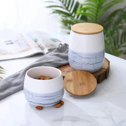 Miniatura 2 de Recipientes de cocina de cerámica para almacenamiento de alimentos con tapa hermética para granos de café, chutneys, harina de azúcar, especias