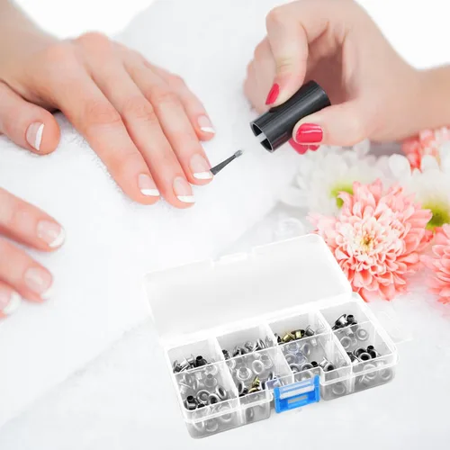 Miniatura 5 de Healifty Caja de herramientas transparente para arte de uñas, organizador de 8 ranuras con tapa, estuche de almacenamiento de manicura de plástico