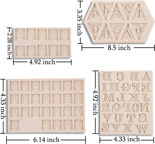 Miniatura 2 de Moldes de letras para chocolate, paquete de 4 moldes de silicona con letras del alfabeto para baby shower, decoración de pasteles, cumpleaños, Molde
