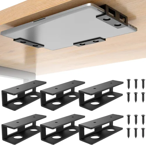 Miniatura 9 de Soporte de 3 piezas para debajo del escritorio para portátil con tablero de fieltro antiarañazos y estante duradero para almacenamiento