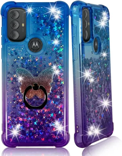 Zase Diseño para Motorola Moto G Play (2023)/Moto G Pure/Moto G Power (2022) Funda transparente con purpurina líquida brillante linda flotante 3D