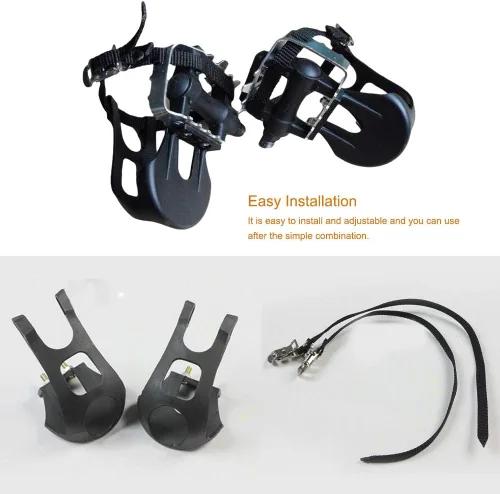Miniatura 3 de EKDJKK 1 par de pedales de bicicleta con clip para los dedos del pie y correa, jaulas de clips para dedos de bicicleta, cubierta de pie de pedal