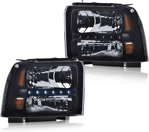 Miniatura 13 de CHEDA Conjunto de faros LED DRL, compatible con Ford F250 F350 F450 F550 Super Duty 2005 2006 2007 (lente transparente carcasa negra reflector ámbar)