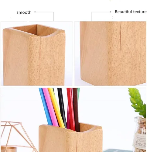 Miniatura 2 de Armiya Organizador de bolígrafos de madera para escritorio, oficina, organizador de madera natural, caja de almacenamiento, suministros