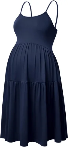 Miniatura 57 de GINKANA Vestido de maternidad sin mangas para mujer, con tirantes ajustables, vestido casual de verano para uso diario o baby shower