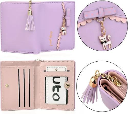 Miniatura 4 de UTO Wallet for Girls PU Leather Card Holder Organizer Women Small Cute Coin Purse Orange