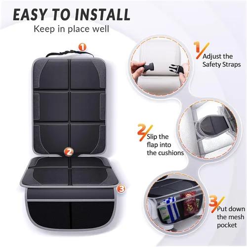 Miniatura 7 de Gimars Protector de asiento de automóvil, 2 unidades, cojín EPE grueso XL, impermeable, tela 600D, funda para asiento de automóvil infantil