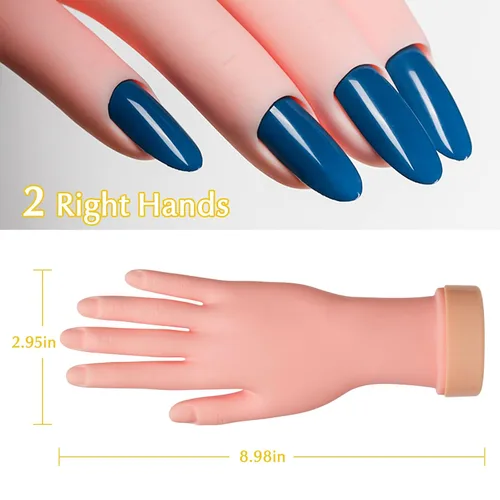 Miniatura 2 de Paquete de 2 puntas de uñas de práctica, herramienta de mano de entrenamiento de arte y 1 par de práctica de pie falso, herramienta de manicura