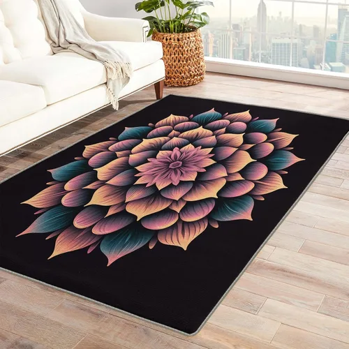 Alfombra de mandala y decoración del hogar, alfombra de 5 x 8 pies, alfombras abstractas para sala de estar, dormitorio, alfombra de mandala,