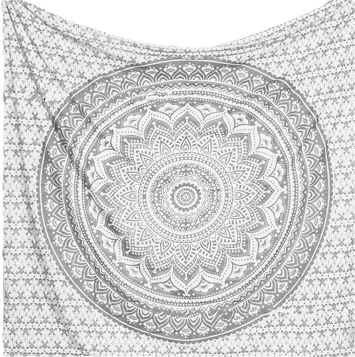 Miniatura 23 de Popular Handicrafts Original Ombre - Tapiz indio Mandala para pared, ornamento hippie, colcha bohemia con brillo metálico