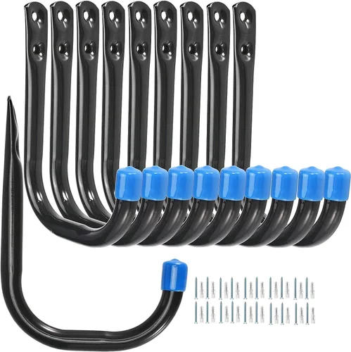 Ganchos de almacenamiento de garaje para colgar, ganchos de utilidad en J de montaje en pared resistentes de 4 pulgadas, ganchos organizadores para