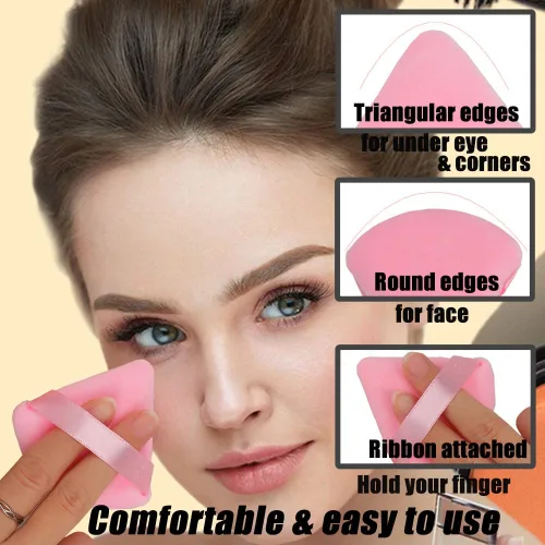 Miniatura 4 de Ocim 10 piezas de esponjas de polvo para polvo facial, esponja de belleza suave de terciopelo triangular, maquillaje prensado, esponjas aplicadoras