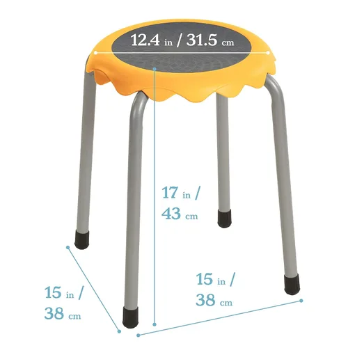 Miniatura 3 de ECR4Kids Daisy - Juego de taburetes apilables, asientos flexibles, color amarillo, 8 piezas