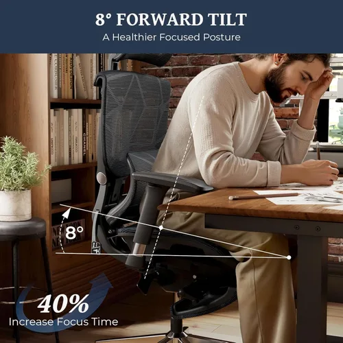 Miniatura 3 de Lumbar Support Office Chair - 330lb Big & Tall Ergonomic Office Chair with Dynamic Lumbar - Forward Tilt Seat - Adjustable Headrest & Arms