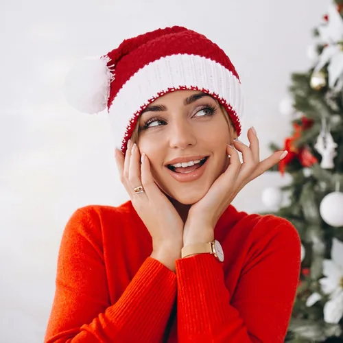 Miniatura 4 de Century Star Sombreros de Navidad para mujer, sombrero de Papá Noel, unisex, clásico, tejido cálido, para Año Nuevo, vacaciones, fiestas, sombreros