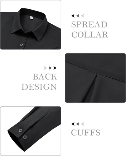 Miniatura 7 de siliteelon Camisas con botones para mujer, camisa de vestir de algodón de manga larga con cuello, camisa de negocios, trabajo, oficina, blusa