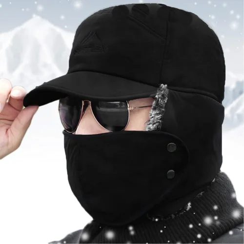 Miniatura 2 de Sombrero de trampero de invierno, sombreros de caza, gorro de Ushanka ruso térmico de piel sintética, orejera, sombrero de esquí a prueba de viento