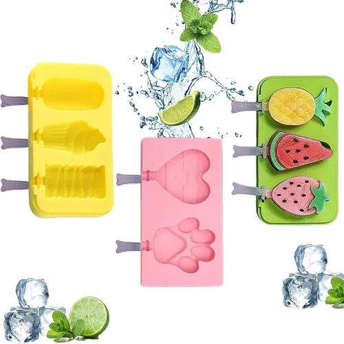 Juego de 3 moldes de silicona para cubitos de hielo para niños pequeños y niños, bandeja de hielo de grado alimenticio sin BPA, molde casero para 3