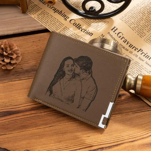 Miniatura 36 de Carteras personalizadas para hombres, cartera personalizada para hombre con imagen grabada y nombre, billetera delgada de cuero plegable, regalos