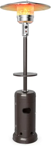 Miniatura 11 de S AFSTAR Calentador de patio al aire libre de 48000 BTU, calentador de propano portátil con estante para bebidas, ruedas, depósito base, torre