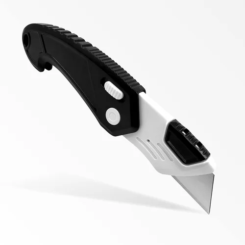 Miniatura 8 de Cuchillo de bolsillo plegable, cuerpo de plástico ABS resistente a la intemperie y al óxido, diseño ergonómico, agarre fuerte, llavero
