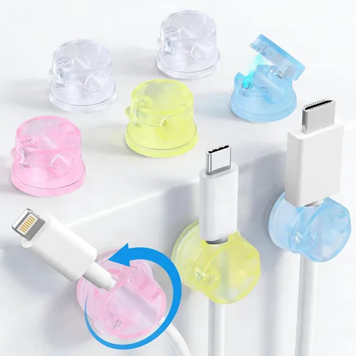 Miniatura 10 de AGPTEK Paquete de 8 clips magnéticos para cables, clips giratorios de 360° actualizados para sujetar cables en mesita de noche, organizador