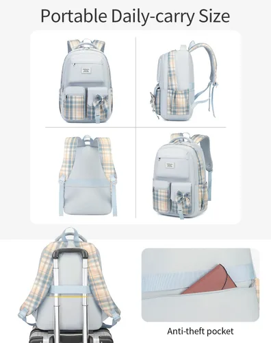 Miniatura 5 de Mochila escolar para niñas adolescentes, bonita bolsa para computadora portátil para escuela secundaria y universidad, mochila estudiantil Morral