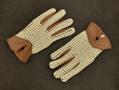 Miniatura 2 de Guantes de conducción de piel auténtica para hombre, estilo retro, con dedos completos, chofer