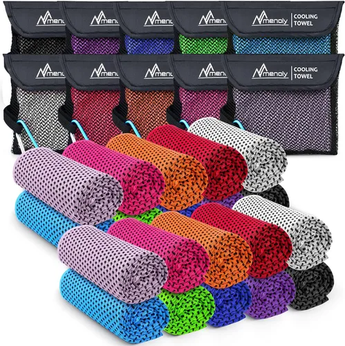 Miniatura 9 de MENOLY Paquete de 10 toallas refrescantes, 40 x 12 pulgadas, toallas refrescantes para cuello y cara con bolsas de transporte transpirables, trapos