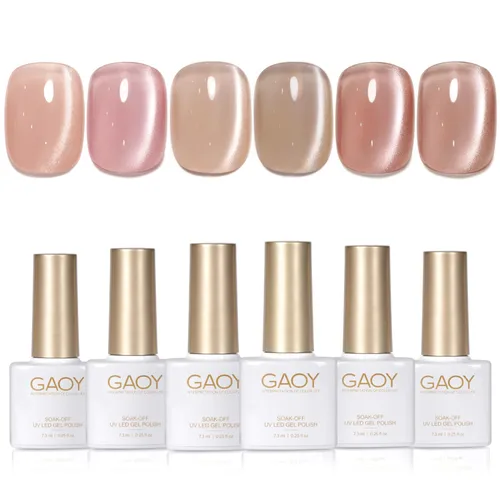 Miniatura 27 de GAOY Juego de esmaltes de uñas de gel con purpurina de ojo de gato con imán y galaxia colorida para ojos de gato holográficos, manicura de gel