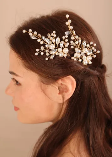 Miniatura 2 de Perlas nupciales de cristal, accesorios para el cabello de boda, accesorios para el cabello de lágrima de cristal con diamantes de imitación