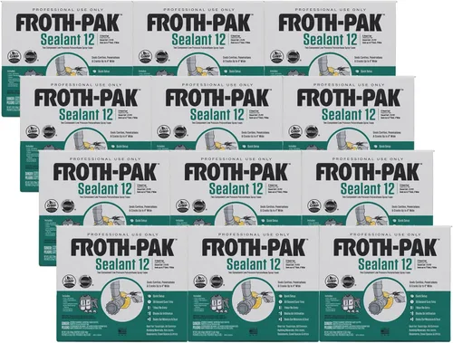 Kit de sellador de espuma en aerosol Froth-Pak 12, manguera de 3 pies, paquete de 12. Sella cavidades, penetraciones y huecos. Rendimientos de hasta