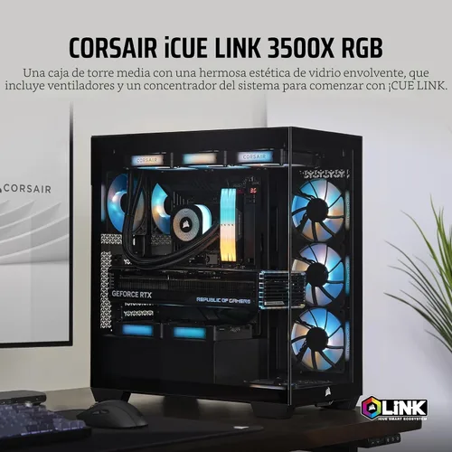 Miniatura 2 de CORSAIR iCUE Link 3500X RGB Mid-Tower ATX Carcasa para PC – Vidrio Templado Panorámico – Compatible con Placa Base de Conexión Inversa – 3X Negro