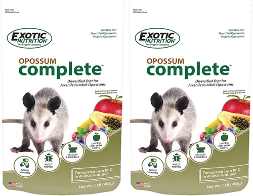 Miniatura 10 de Exotic Nutrition Opossum Complete 4 LB Dieta nutricional saludable en pellets Alimento para zarigüeyas de cola corta y Virginia