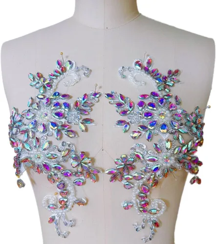Miniatura 6 de Disfraces de costura, parches y apliques de encaje, adorno de decoración de pecho con cristales acrílicos de cristal, diamantes de imitación