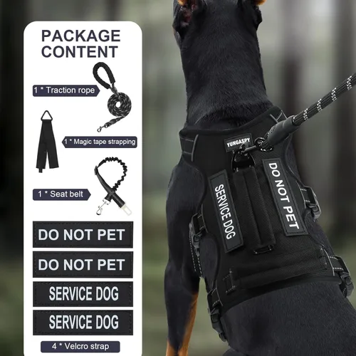 Miniatura 3 de Arnés para perro a prueba de escape para perros grandes y medianos de seis puntos ajustable, juego de chaleco arnés y correa para perro de servicio