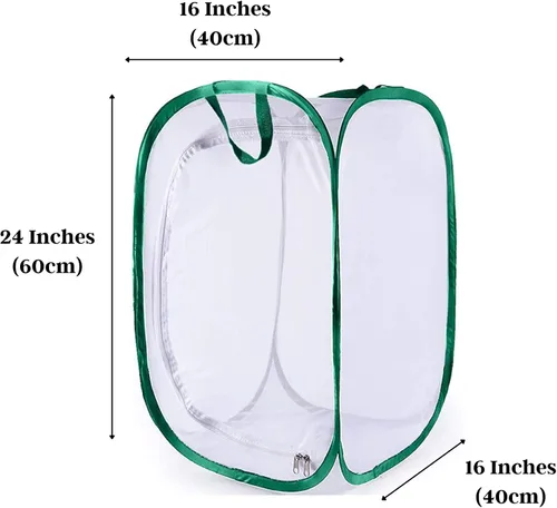 Miniatura 6 de SunGrow Hábitat plegable de mariposa, jaula de mariposa de 24 pulgadas para orugas, granja de creación, recinto para la cría de moscas soldadas