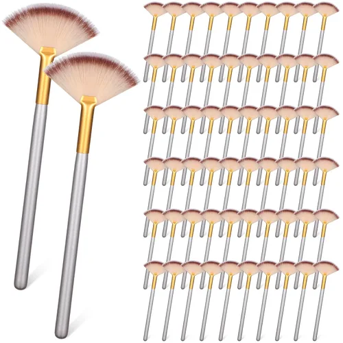60 pinceles faciales de abanico, máscara de abanico, cepillos aplicadores faciales suaves, cepillo ácido, maquillaje, rubor, herramientas Champán